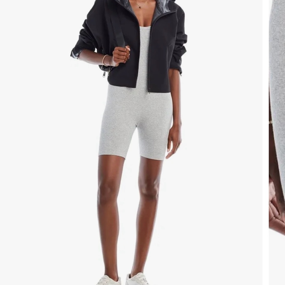 Alo Grey Ribbed Tank Jumpsuit Romper - Size Small
